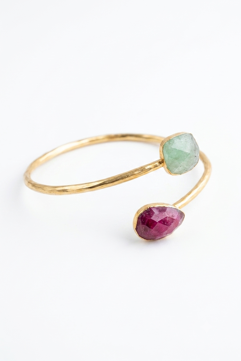Aquamarine ve yakut sarmal bileklik