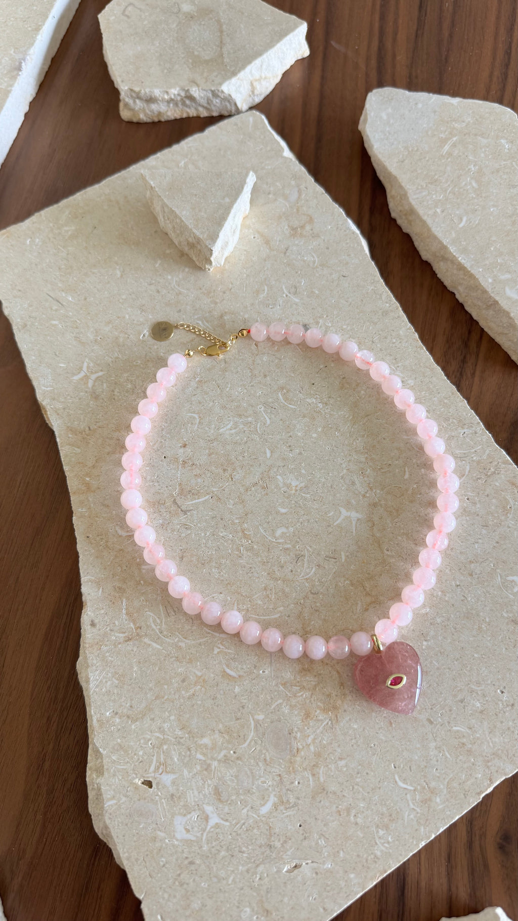 Heart pembe kolye
