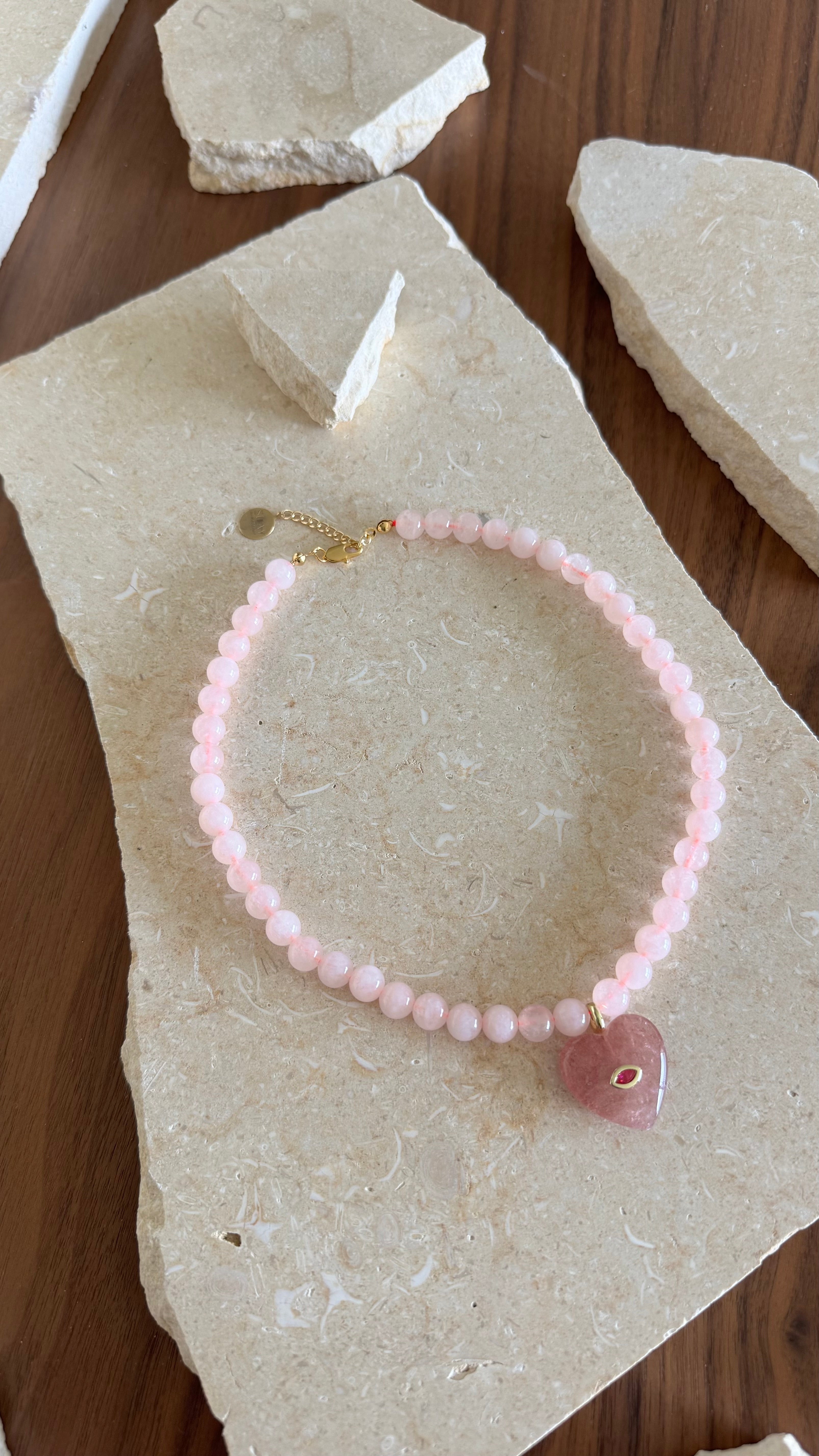 Heart pembe kolye