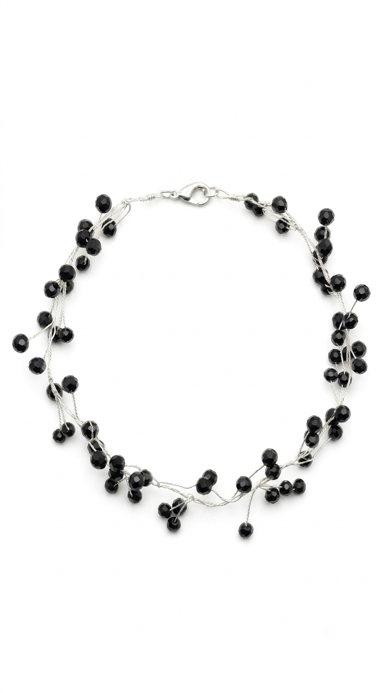 El tel örmesi siyah choker kolye