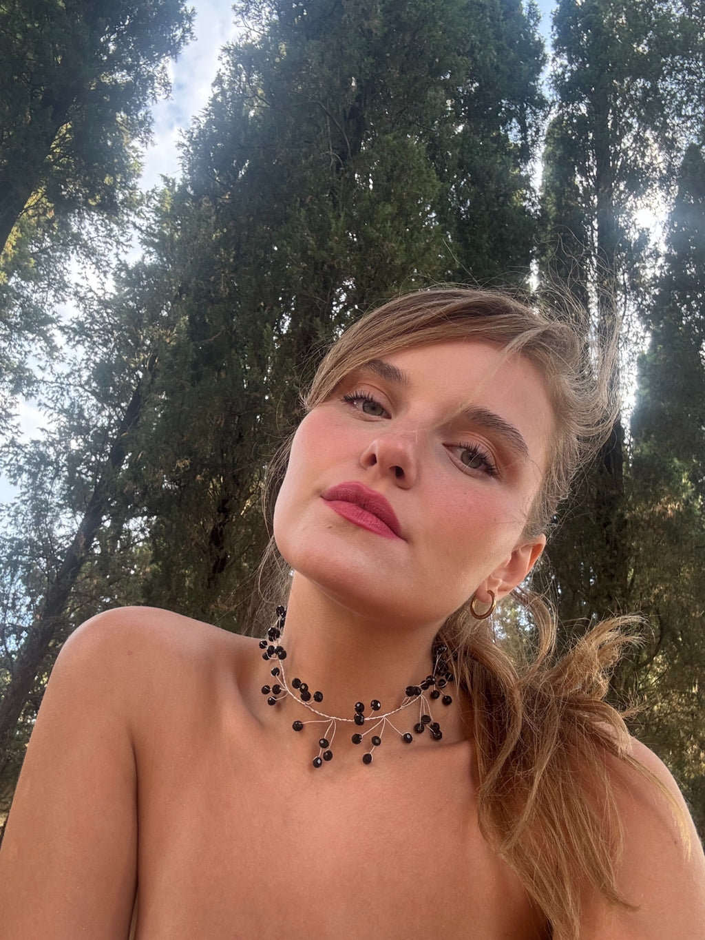 El tel örmesi siyah choker kolye