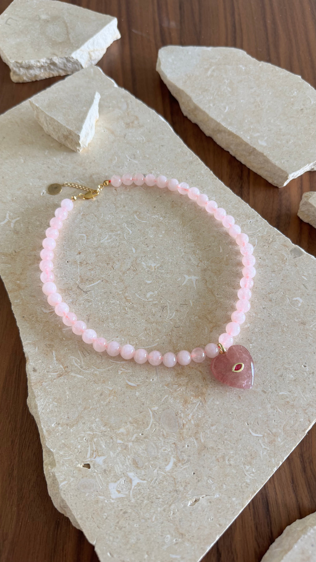 Heart pembe kolye