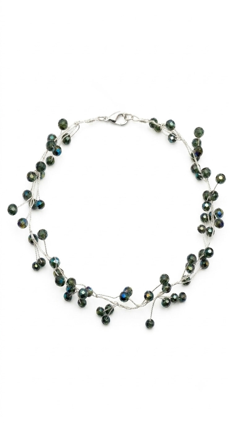 El tel örmesi yeşil choker kolye
