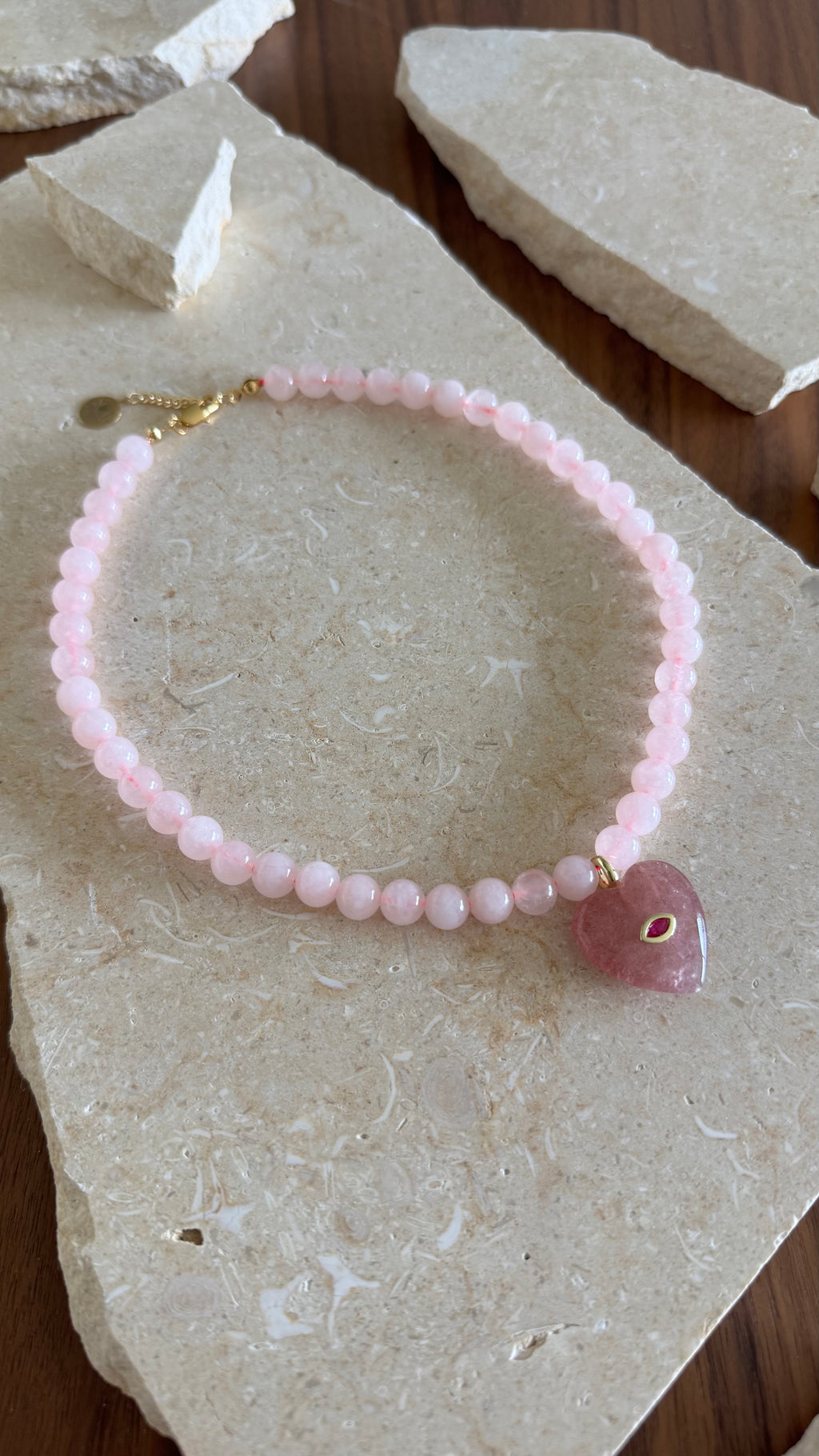 Heart pembe kolye