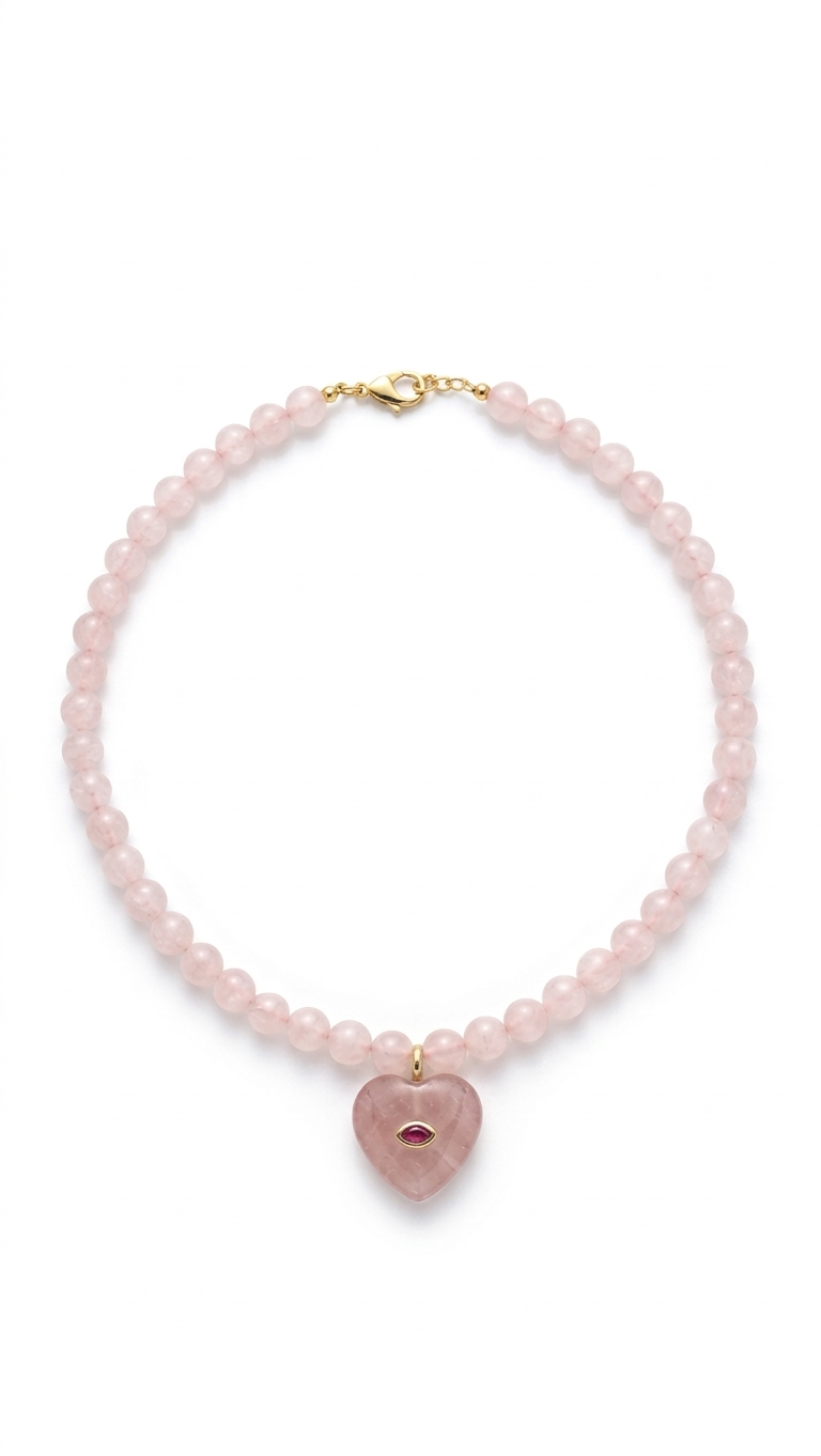 Heart pembe kolye